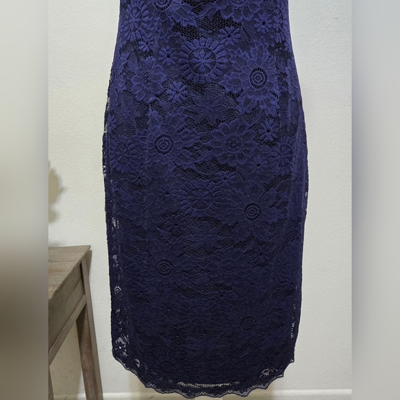 Blue Lace Sleeveless Cocktail Semi-formal Dress Size Medium - Picture 8 of 12